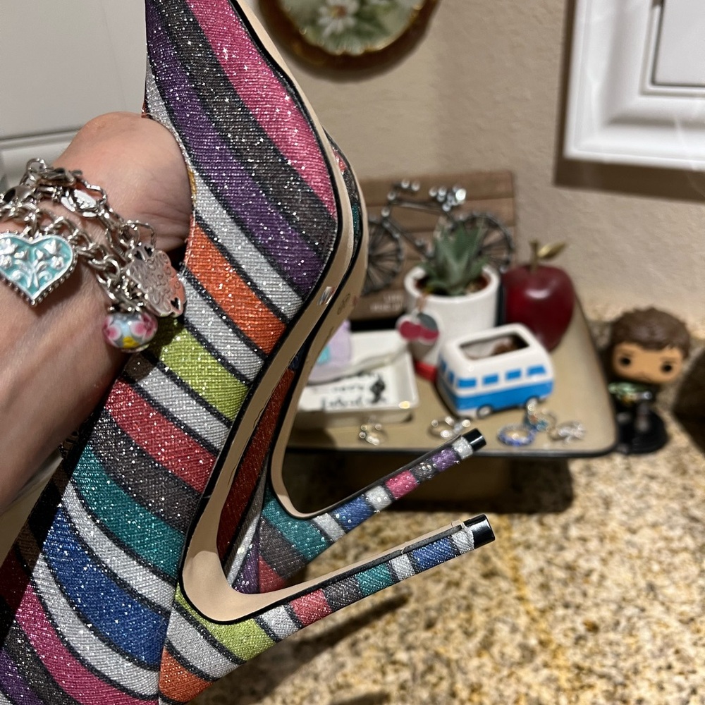 Ann Michell Multicolored Striped Heels